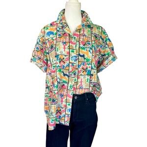 Vintage Levi’s Travelers Animal Print Short Sleeve Top Size Medium
